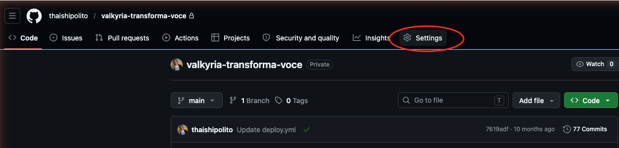 GitHub - formulario Deploy Key preenchido