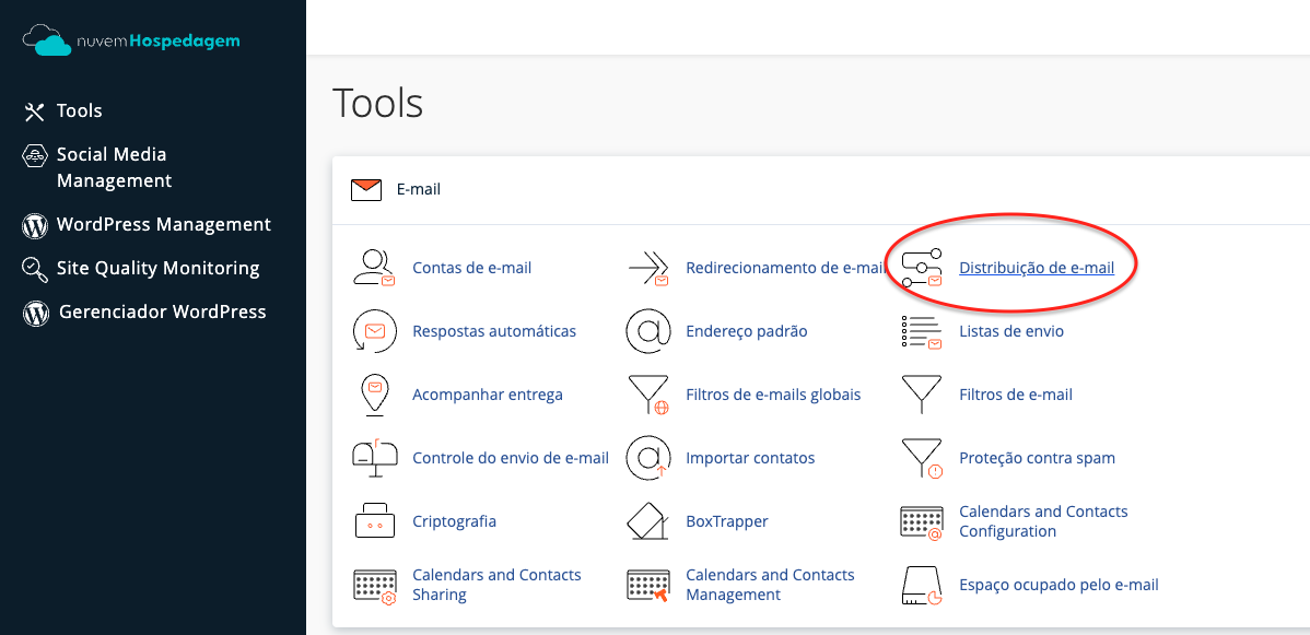 Ícone Distribuição de E-mail no cPanel